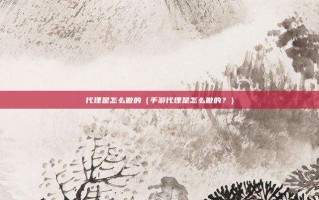 代理是怎么做的（手游代理是怎么做的？）