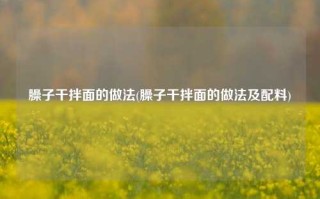 臊子干拌面的做法(臊子干拌面的做法及配料)
