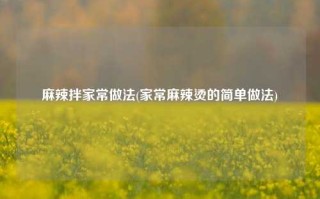 麻辣拌家常做法(家常麻辣烫的简单做法)
