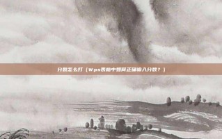 分数怎么打（Wps表格中如何正确输入分数？）
