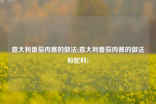 意大利番茄肉酱的做法(意大利番茄肉酱的做法和配料)