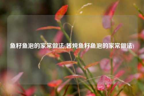 鱼籽鱼泡的家常做法(酱炖鱼籽鱼泡的家常做法)