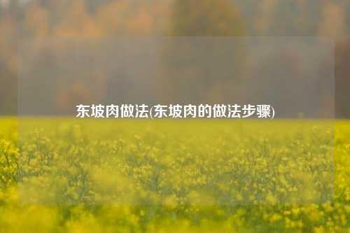 东坡肉做法(东坡肉的做法步骤)
