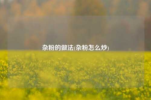 杂粉的做法(杂粉怎么炒)