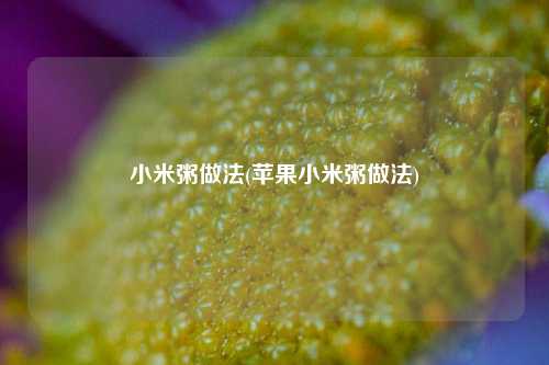 小米粥做法(苹果小米粥做法)
