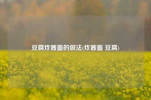 豆腐炸酱面的做法(炸酱面 豆腐)