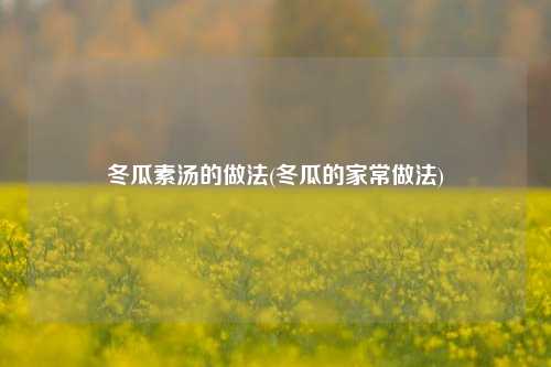 冬瓜素汤的做法(冬瓜的家常做法)